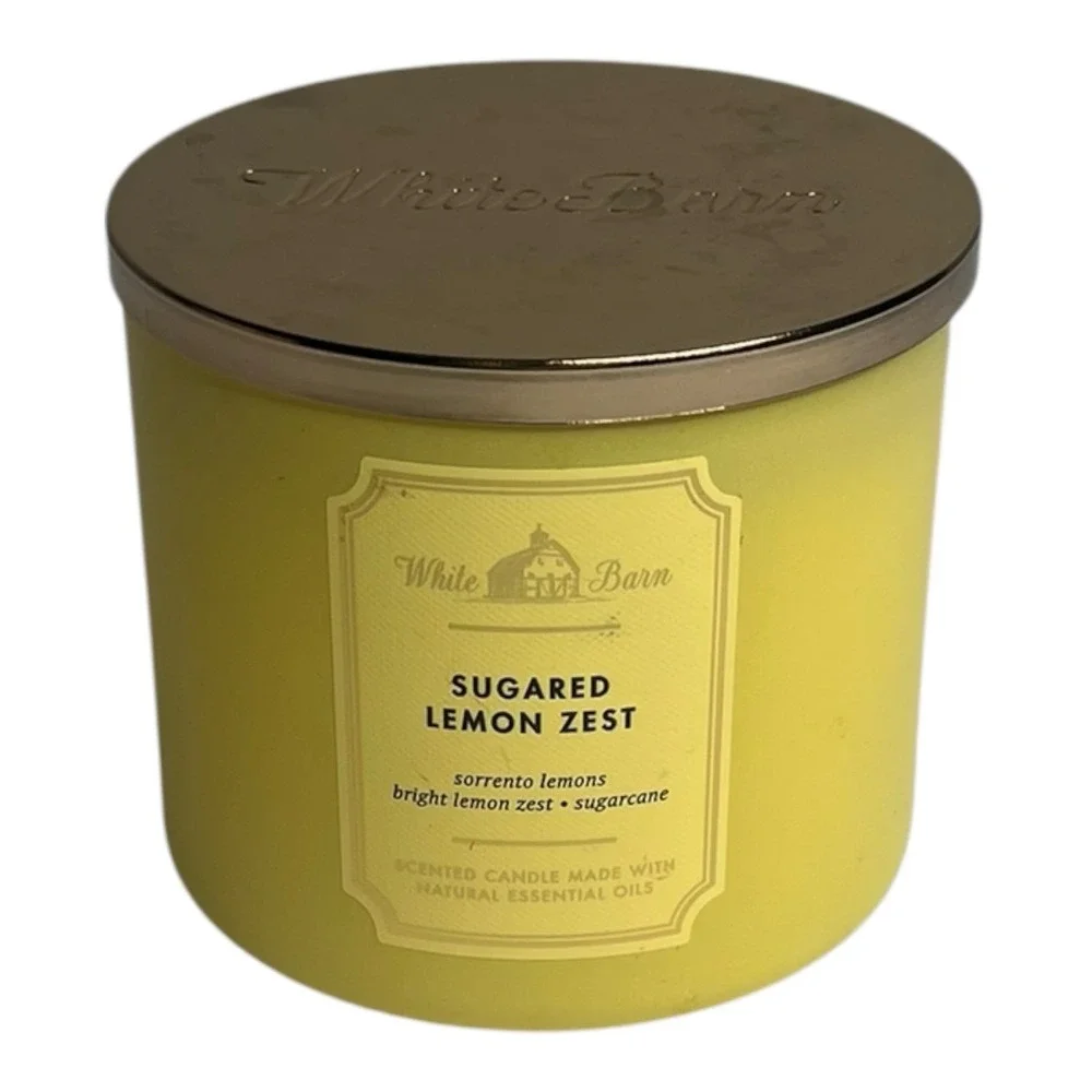 Bath & Body Works Sugared Lemon Zest 3 Wick Scented Candle  14.5 oz w/ lid